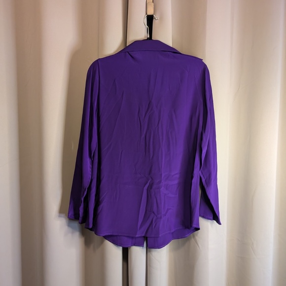 Custom Made Yaly Couture 100% Silk Blouse – Elegant & Timeless - Vibrant Purple - Picture 2 of 2